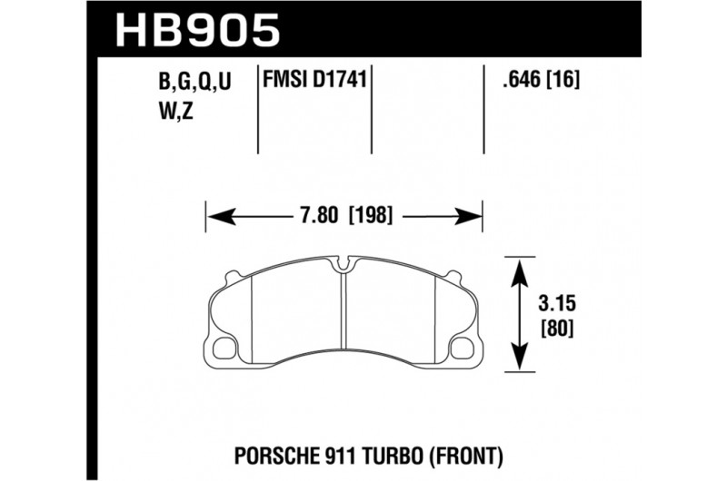 Гальмівні колодки Hawk DTC-70 14-18 Porsche 911 Front HB905U.646