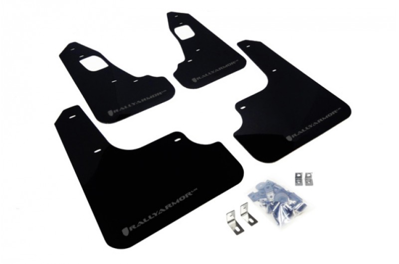 Rally Armor 08-17 Mitsubishi EVO X Black UR Mud Flap w/ Grey Logo
