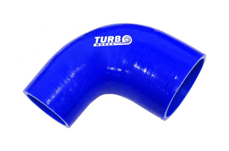 Силіконовий патрубок перехід 90гр TurboWorks Blue 63-70mm